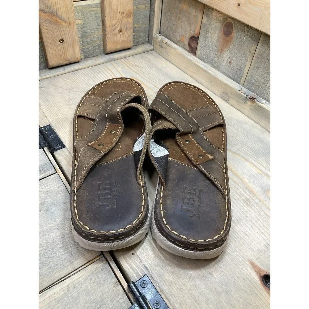 MEX 29 US11 JBE Jean Baptiste Ebrard Mens Slides Sandals Slip On Leather Brown
